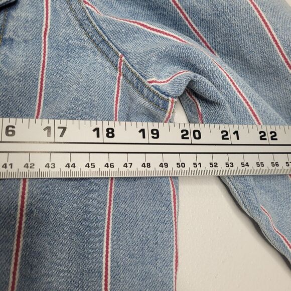 For The Republic soft striped denim jean jacket Preppy Old Money Size Large - Picture 4 of 5